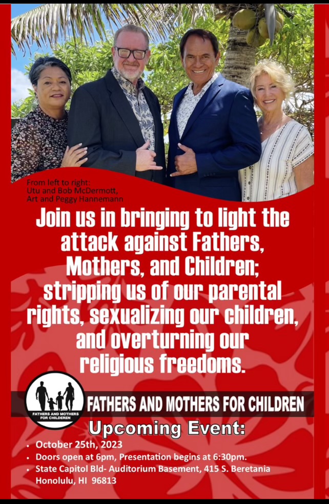 Flyer inviting families to the October 25, 2023 gathering at the Hawaii State Capitol